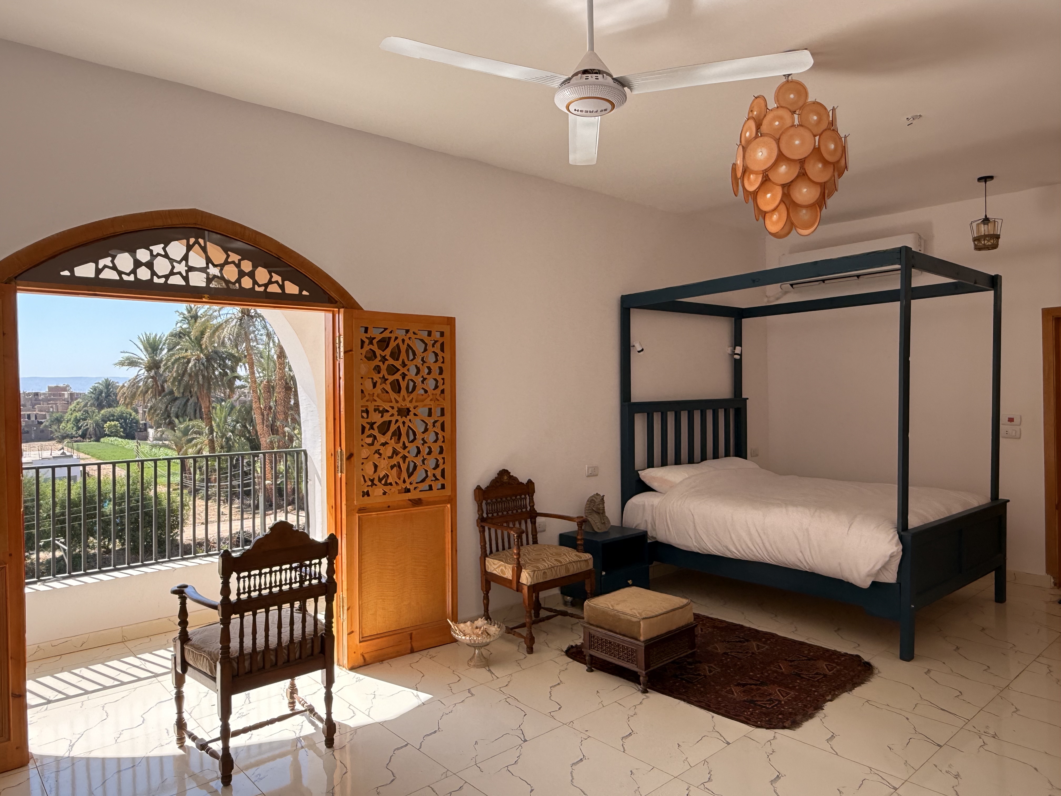 Deluxe Double Room with Four Poster Bed and Theban Hills View